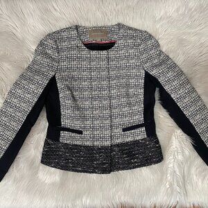 Banana Republic Mixed Media Fitted Jacket  Black and Creamy White Size 0
